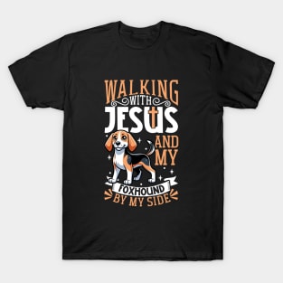 Jesus and dog - English Foxhound T-Shirt